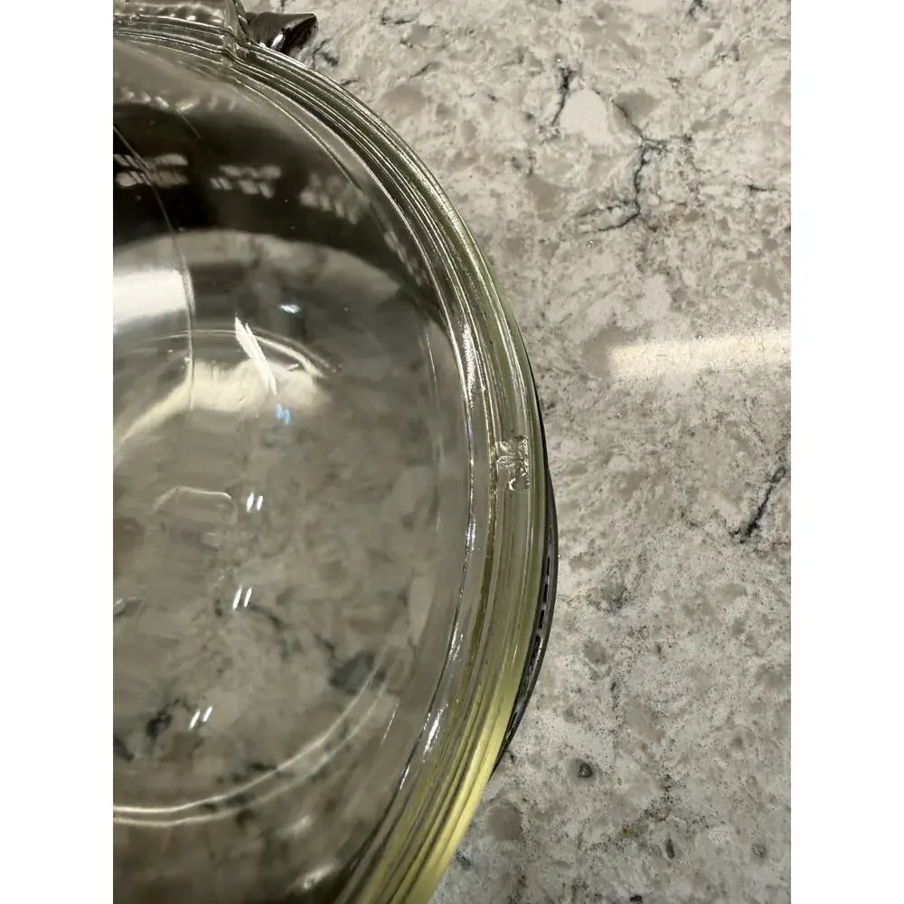 Vintage Pyrex Glass Casserole Dish  w Silver-plated Metal Serving Stand